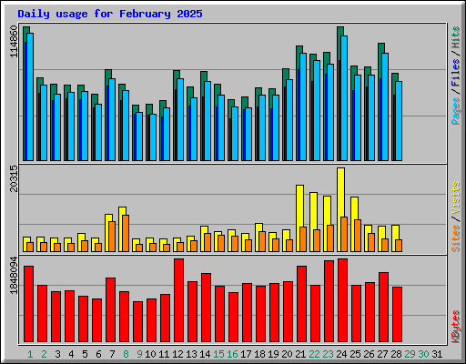 Daily usage for February 2025
