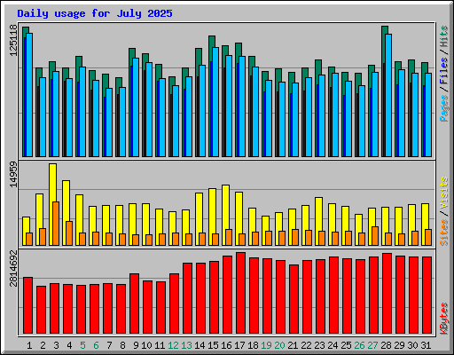 Daily usage for July 2025
